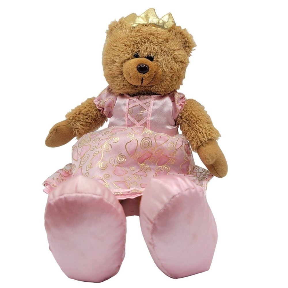 Dolled Up Designs Princess Teddy Bear Plush 17" Pink Dress Crown Royal